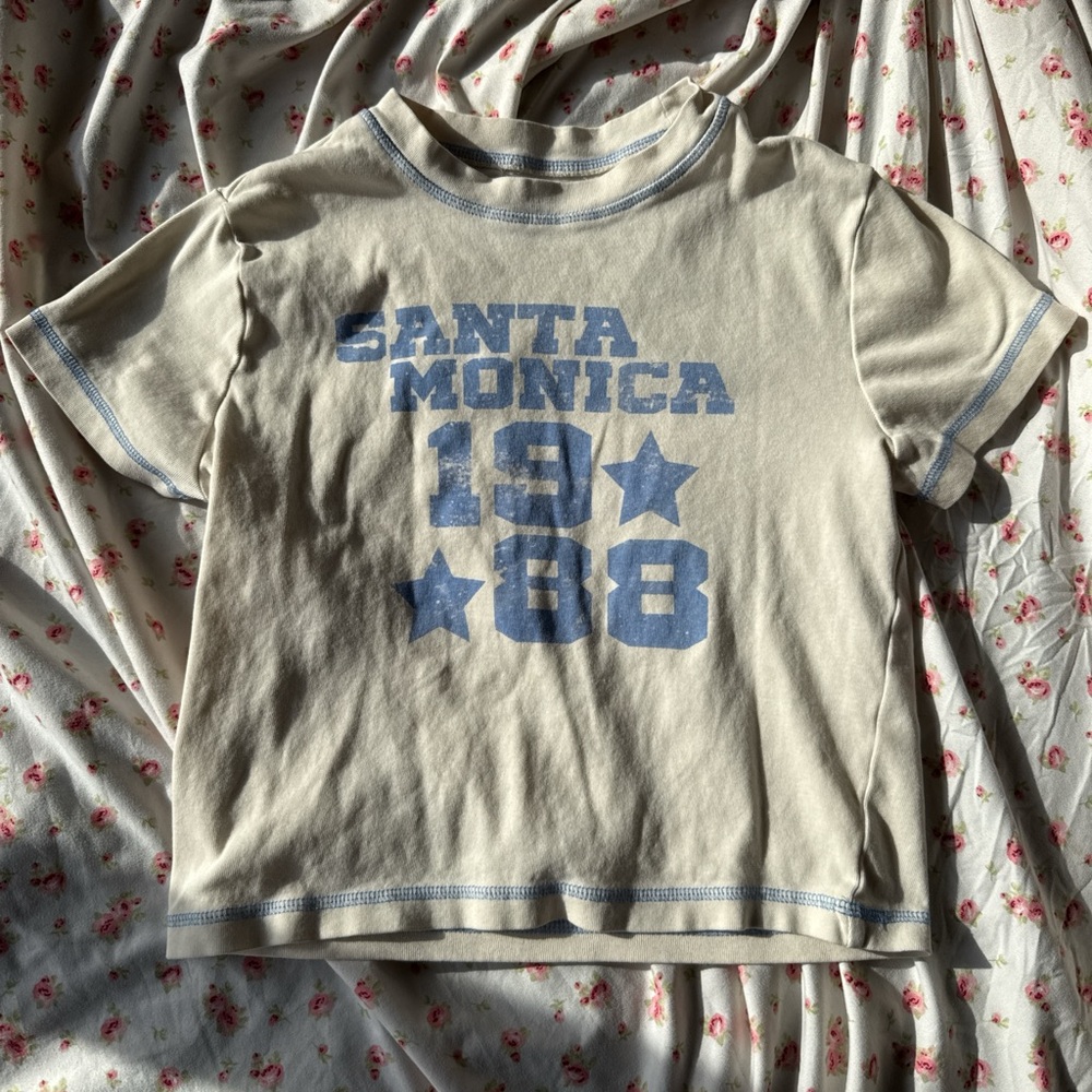 RSQ Cream and Blue Santa Monica Graphic Tee